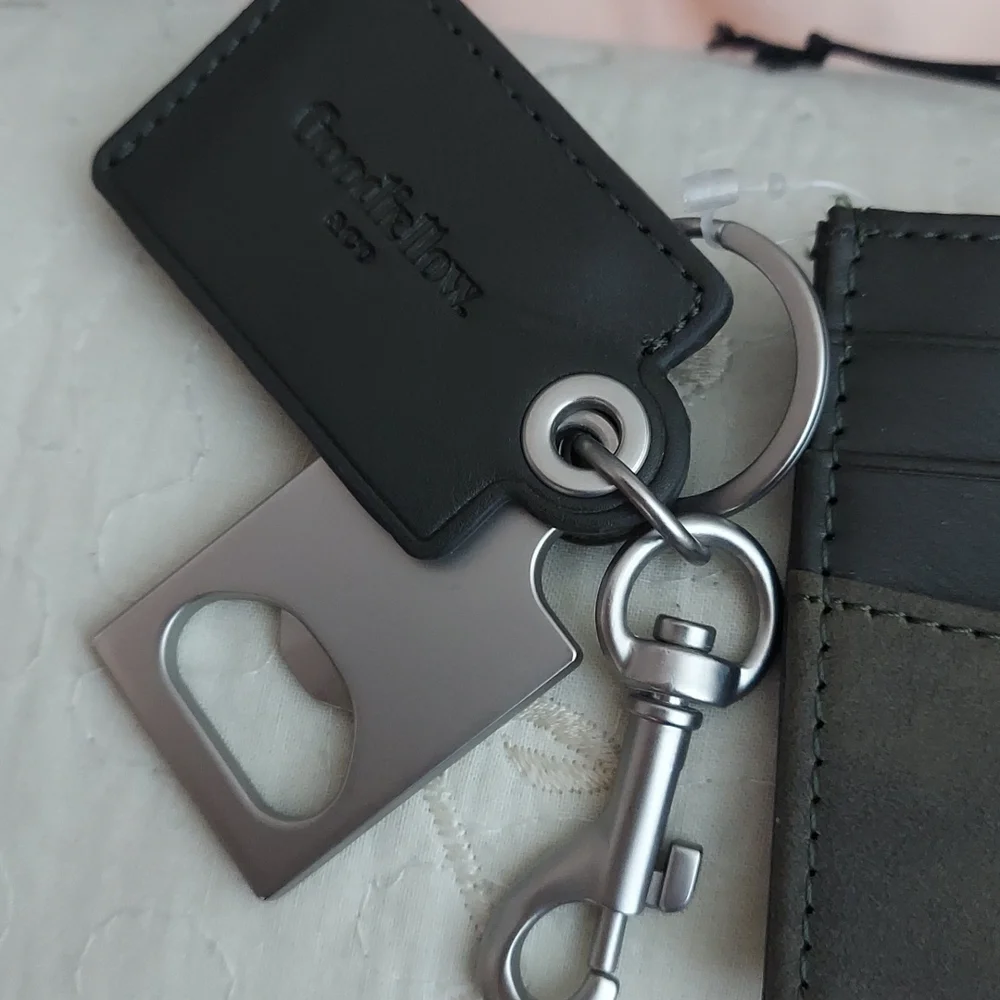 Goodfellow Olive Green Fsux Leather Card Case & Key Fob Set New